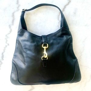 Black Gucci Jackie O Bouvier Hobo Leather Large